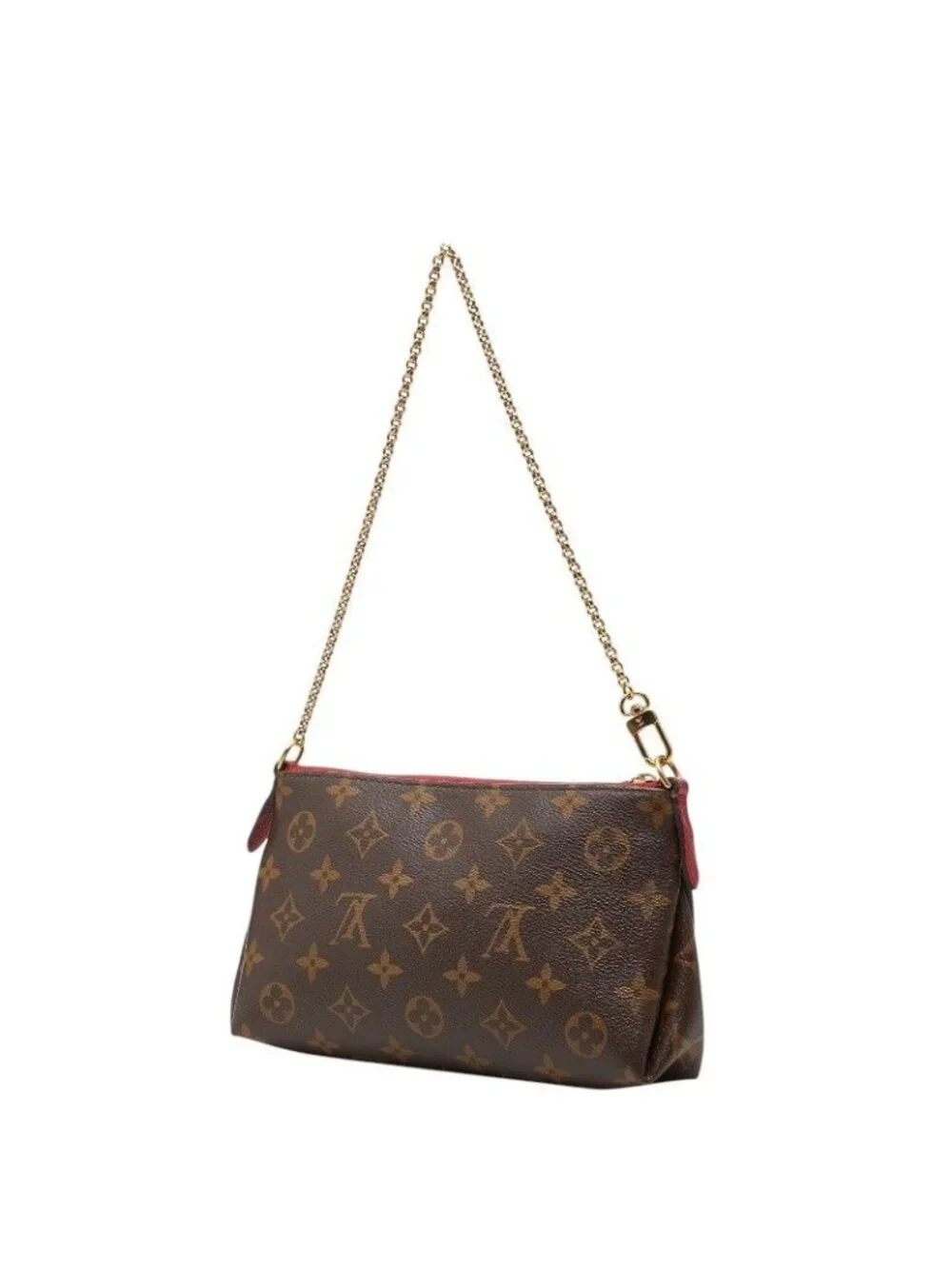 Louis Vuitton Monogram Pallas Clutch Chain 2-Way Shoulder Bag Brown Cerise